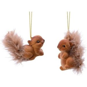 8x Bruine eekhoorns dieren hangdecoraties 6 cm - Decoratie dieren