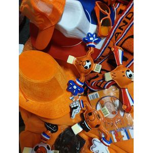 EK 2024 voetbal Oranje - poncho- hoed-juichcape- cap- bril -pruik- dwarll- kroon- krans -juich set pakket.