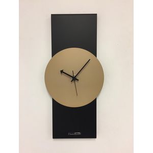 Wandklok Black-Line & Camel Beige Modern Design RVS