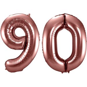 Folat Folie ballonnen - 90 jaar cijfer - brons - 86 cm - leeftijd feestartikelen