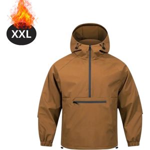 Livano Windjas Voor Heren - Windjack - Waterdicht - Jas Met Capuchon - Outdoorjas - Volwassen - Karamel - Maat XXL