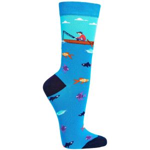Damessokken | heren sokken | grappige sokken | happy socks printjes | thema vissers | maat 36-41 | per 2 paar