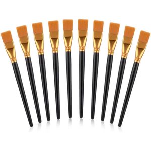 10 stuks 20 mm platte acrylpenselen - Kunstenaarskwastenset zwart - Hoogwaardige schilderkwast voor acrylverf, olieverf, gouache