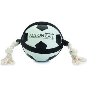 Beeztees Action Voetbal Met Touw - Hondenspeelgoed - 19 cm