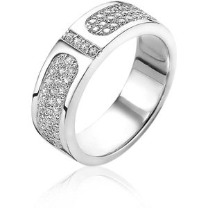 ZINZI zilveren ring 7mm breed witte zirconia's ZIR1957