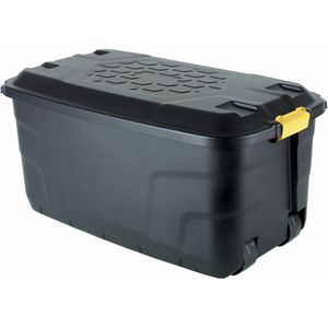 Zwarte opbergkist 110L met wielen en deksel | vergrendelbaar | Easy lock | 380KG+ Laadvermogen