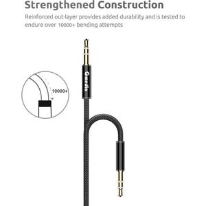 Gmedia Stereo Audio Jack Kabel 3.5 mm - AUX Kabel Duurzaam Gevlochten - Goud - 1 meter