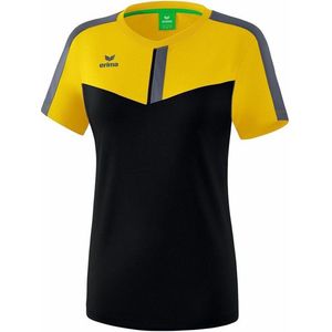 Erima Squad T-Shirt Dames Slate Grijs-Zwart-Geel Maat 38