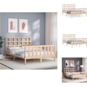 vidaXL Bedframe - Massief grenenhout - 195.5 x 125.5 x 100 cm - Multiplex lattenbodem - Functioneel hoofd- en voeteneinde - Matras apart verkrijgbaar - Bed