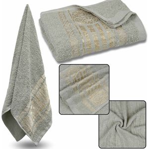 Muntkatoenen Handdoek met Gouden Borduursel, Badhanddoek 70x135 cm