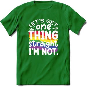 Lets Get Things Straight | Pride T-Shirt | Grappig LHBTIQ+ / LGBTQ / Gay / Homo / Lesbi Cadeau Shirt | Dames - Heren - Unisex | Tshirt Kleding Kado | - Donker Groen - 3XL