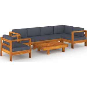 vidaXL 7-delige Loungeset met donkergrijze kussens acaciahout - Tuinset - Tuinsets - Loungeset - Loungesets