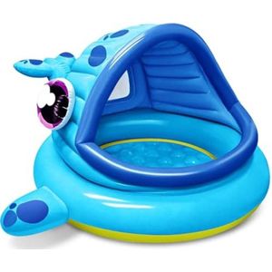 Opblaasbaar Kinderbadje met Zonwering en Walvisdesign, Babyzwembad met Dak