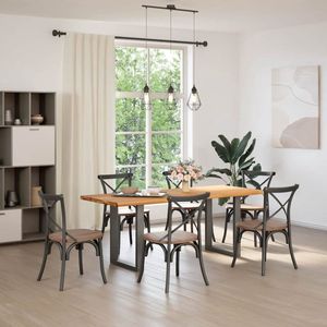 The Living Store Eettafel met natuurlijke rand massief eikenhout rechthoekig - Eettafel - Houten Tafel - Eikentafel - Salontafel - Diningtable