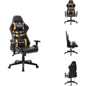 vidaXL Gamestoel Racing - Bureau - Zwart/Goud - 67x61x(123-133) cm - Dik gevoerd - Bureaustoel