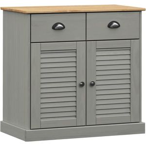 vidaXL Dressoir VIGO - Massief Grenenhout - Grijs Dressoir - Opslagruimte - Grenoblenhout - Vintage - Landelijk