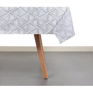 Raved Tafelzeil Driehoek Patroon  140 cm x  250 cm - Wit - PVC - Afwasbaar