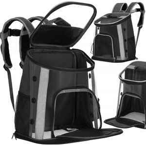 Springos Rugzak voor Huisdieren - Reisrugzak - Draagtas - Transporttas - Huisdieren - Kat - 15 KG - 38 x 34 x 26 cm - Zwart