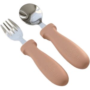Mabebi MBB-EDSR - Easy Dining Set - Kinderbestek - vork en lepel - RVS en siliconen - bestek voor peuters en kleuters