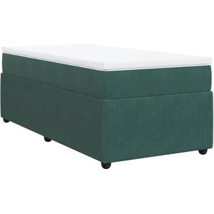 vidaXL - Boxspring - met - matras - fluweel - donkergroenx200 - cm