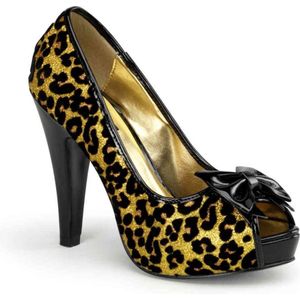 Bettie-12 gold glitter/cheetah - (EU 36 = US 6) - Pin Up Couture