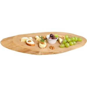 Kesper Boomstamschijf serveer/kaas plank - 55 x 19 x 2,5 cm - ovaal - berkenhout - serveerplank van hout