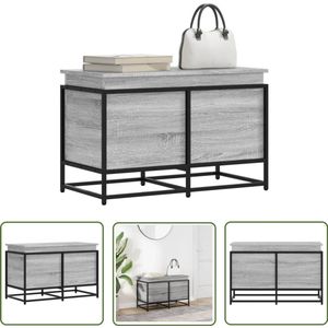 The Living Store Opbergbox met deksel 80x40x51,5 cm bewerkt hout grijs sonoma - Opslagbox - Houten Kast - Opbergmeubel - Decoratief Opslag - Multifunctionele Box