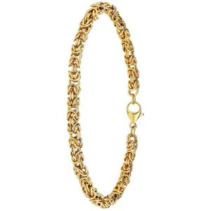 Lucardi Kinder Stalen goldplated armband met koningsschakel - Armband - Staal - Goud - 16 cm