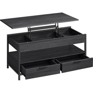 VASAGLE Salontafel, woonkamertafel met opklapbaar blad, opbergladen, met open opbergruimte en verborgen vak, antracietgrijs en inktzwart