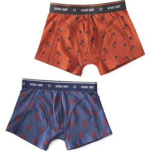 Little Label - boxershorts 2-pack - palm orange & lobster - maat: 110/116 - bio-katoen