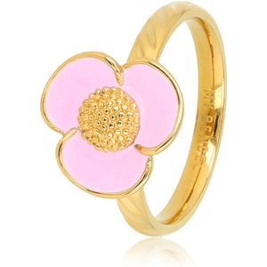 My Bendel Bloemen ring met lila Epoxy - Goudkleurige kleine bloem ring met lila Epoxy - Met luxe cadeauverpakking