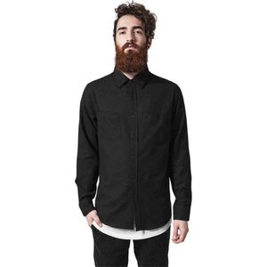 Urban Classics - Checked Flanell Overhemd - M - Zwart