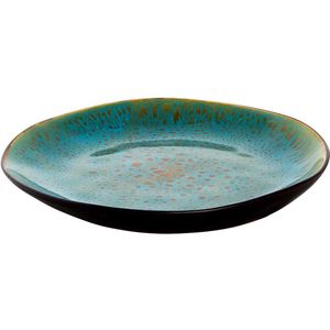 Palmer Bord Lotus 20.5 cm Turquoise Zwart Stoneware 1 stuk(s)