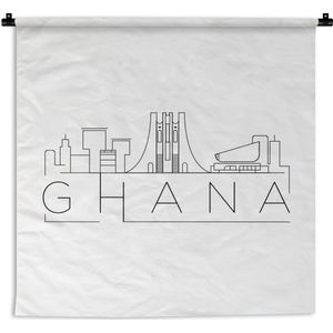 Wandkleed Wereldsteden - Skyline Ghana wit Wandkleed katoen 150x150 cm - Wandtapijt met foto