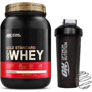 Optimum Nutrition Gold Standard 100% Whey Protein Bundel - Unflavoured Proteine Poeder + ON Shakebeker - 900 gram (28 servings)