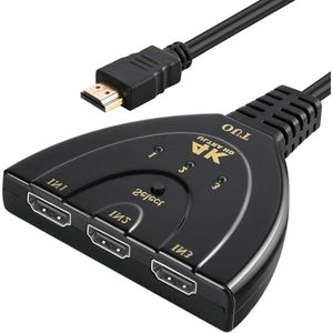 3-poorts HDMI-schakelaar - ondersteunt 4K @60Hz - 3D HD1080p - UHD HDCP 2.2 - voor Xbox PS3 PS4 PS5 Sky Box Firestick .