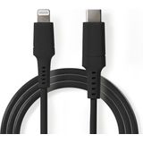Nedis Lightning Kabel - USB 2.0 - Apple Lightning 8-Pins - USB-C Male - 480 Mbps - Vernikkeld - 1.00 m - Rond - PVC - Zwart - Doos