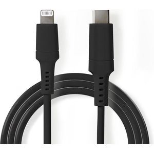 Nedis Lightning Kabel - USB 2.0 - Apple Lightning 8-Pins - USB-C Male - 480 Mbps - Vernikkeld - 1.00 m - Rond - PVC - Zwart - Doos