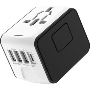 Fuleadture Universele Wereldstekker - Reisstekker met USB-C - Wereldstekker universeel met 3 USB poorten - reisstekker engeland - Stroombeveiligingsfunctie - LED-indicatorlicht - reisstekker amerika - reisstekker australie - reisstekker usa