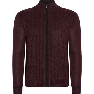 Cappuccino Italia - Heren Sweaters Cable Cardigan Burgundy - Rood - Maat XL
