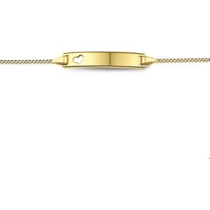 The Jewelry Collection - 9 Krt. Graveerarmband - Hart Plaat 5,0 mm - 9 Krt.