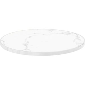 Oviala - Rond wit marmeren tafelblad met zilveren rand 60 cm