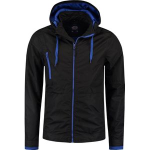 L&S jacket contrast unisex zwart/royal blue - XXL