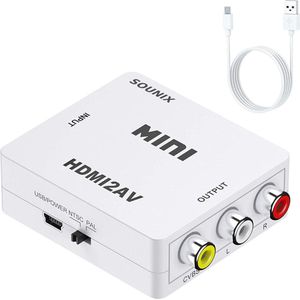SOUNIX HDMI naar RCA - HDMI to RCA Converter - Mini HDMI to AV Adapter,HDMI to Older TV Audio Video Cables Converter - wit