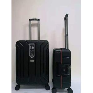 TOP AA Reis Kofferset - Trolleyset 2-delig met TSA slot, PP Kleine cabine en groot, zwart/black (20+25 inches 2 pc set)