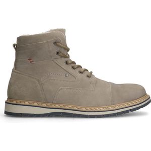 Manfield - Dames - Taupe nubuck veterboots - Maat 44