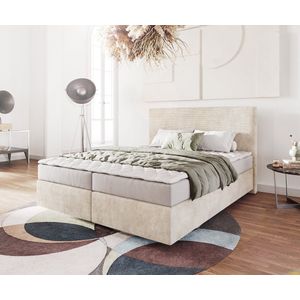 Boxspringbed Dream-Well Cord Beige 160x200 cm met Matras en Topper