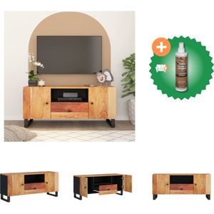 vidaXL Tv-meubel 105x33-5x46 cm massief acaciahout en bewerkt hout - Kast - Inclusief Houtreiniger en verfrisser