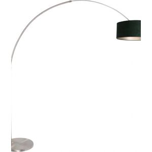Steinhauer Sparkled vloerlamp - booglamp - 230 cm hoog - verstelbaar - staal met groen lampenkap