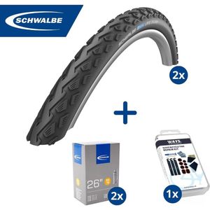 Fietsband - Schwalbe - Buiten- & binnenbanden (2x2 stuks) - Land Cruiser K-Guard & DV13 - 26 inch x 1.50 - 2.40- 40 mm - Met plaksetje